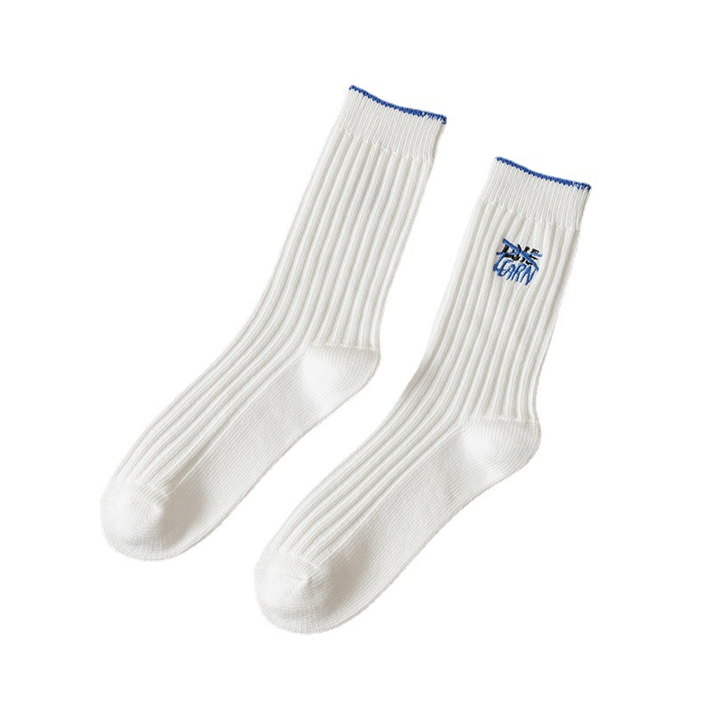 Embroidery Funny Socks Double Needle Long Socks for Men and Women designer socks Thick Yarn Japanese Style Autumn Winter Street Embroidery Fashionable