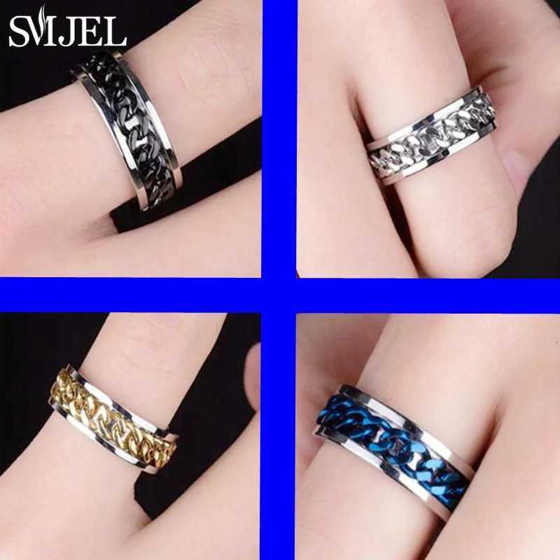 Cool Titanium Steel Rotatable Chain Rings for Couple High Quality Multifunctional Bottle Opener Ring Spinner Jewelry Punk Gifts S250716