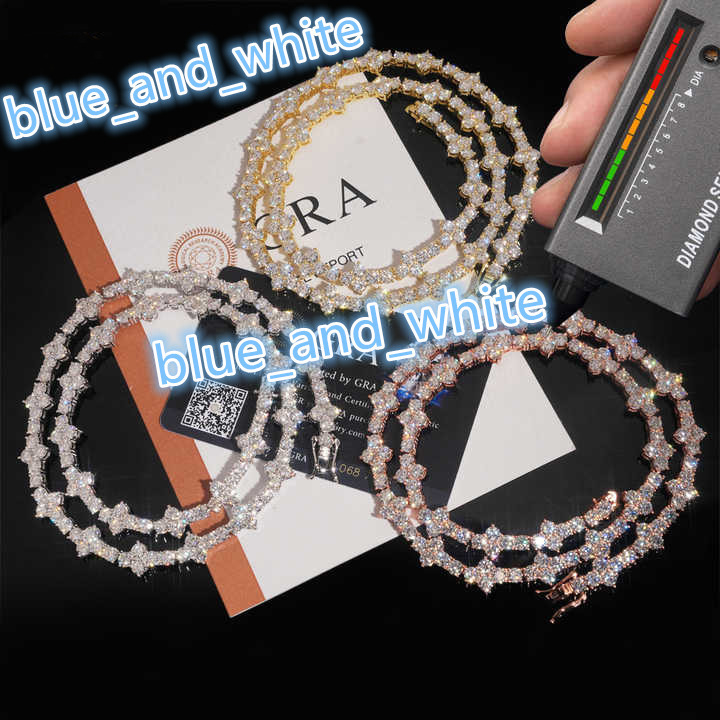 Mini Cross Hip Hop Jewelry 3mm 4mm VVS Moissanite Tennis Chain Bracelet 925 Silver Iced Out Rope Chain Necklace for Men Women