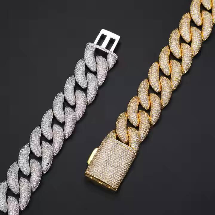 S925 Sterling Silver Iced Tennis Link Chain Necklace Bracelet VVS D Color Hip Hop Moissanite Diamond Cuban Chain for Men Luxury