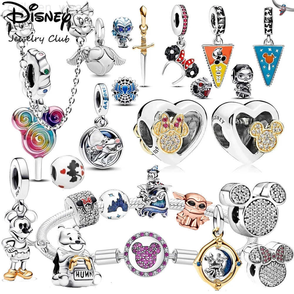 Disney New 925 Sterling Silver Mickey Minnie Safety Chain Clip Vinnie DIY Bead Dangle Charm Fits Original Pendant Bracelet For Women Girls W20250716