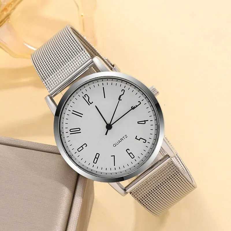 Mens Trend Simple Casual Fashion Thin Cndar Digital Luxury Business Series Stainless Steel Mesh Quartz Wrist Y250715