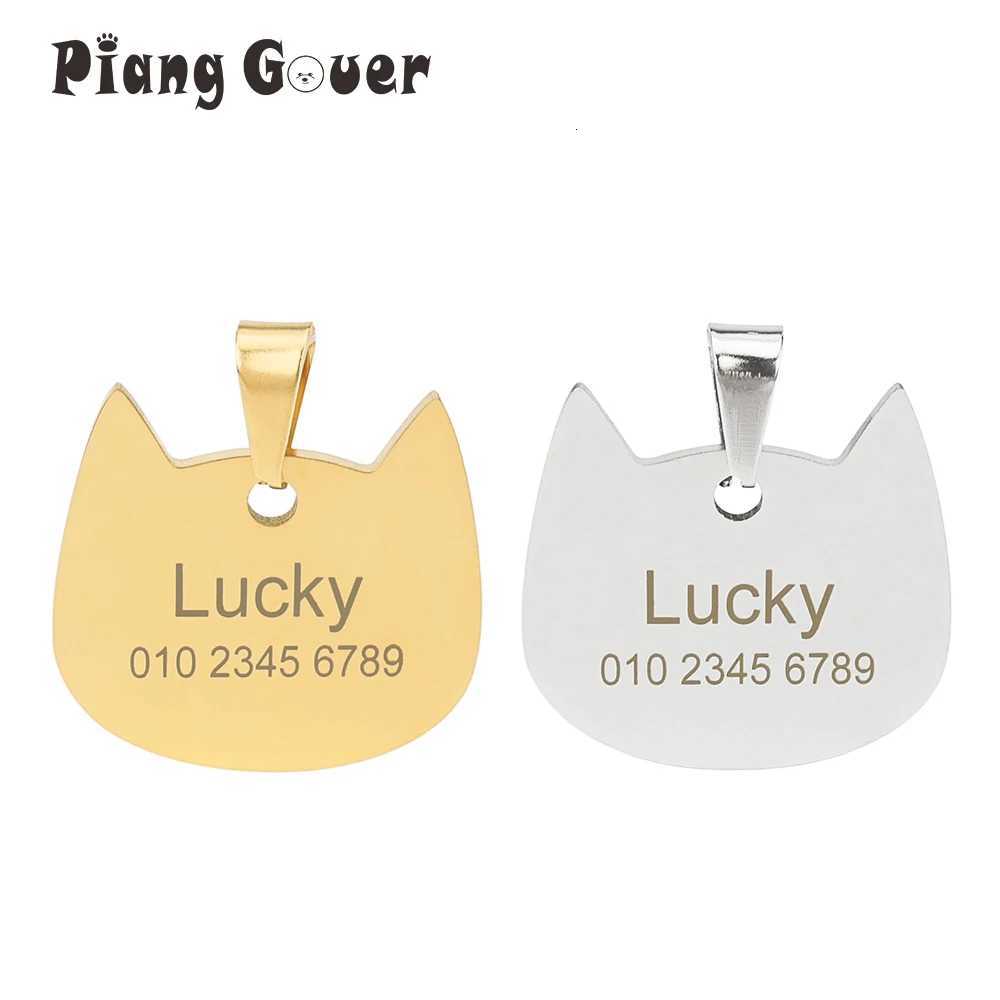 Name Personalized ID Tags Cat Collar Golden Silvery Nameplate Custom Dog Name Anti-lost Pendant Pet Collar Accessories LL250716