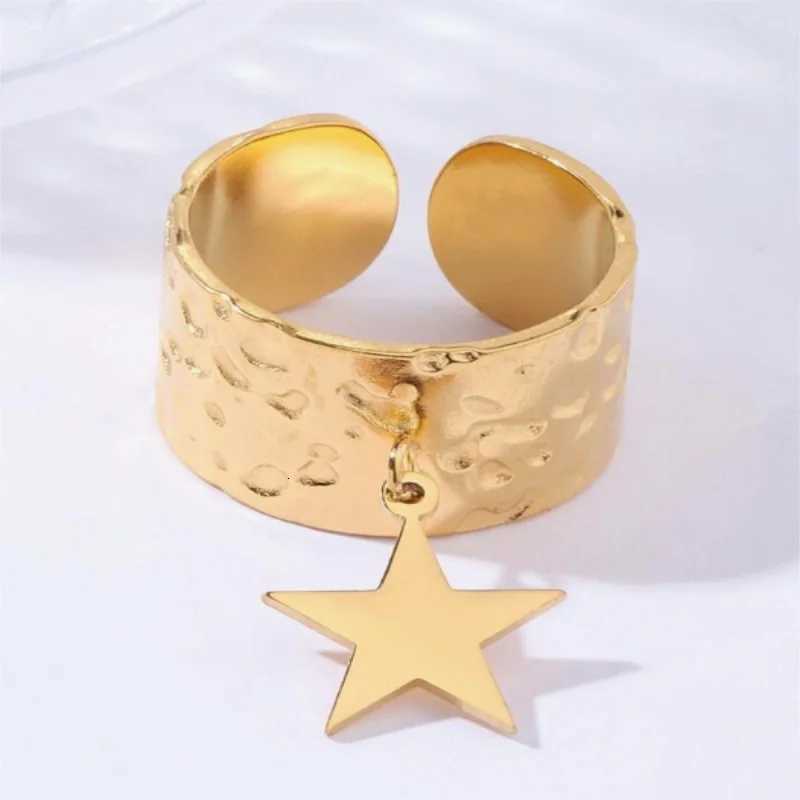 Korean Star Charm Open Ring For Women Gold SIlver Color Width Circle Smooth Metal Finger Ring Daily Wear Ins Party Jewelry S250716