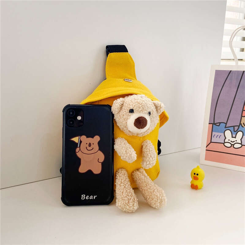 Children's Bags 2025 Winter New Crossbody Cute Bear Chest Korean Style Boys and Girls Mini Canvas Bag Trendy