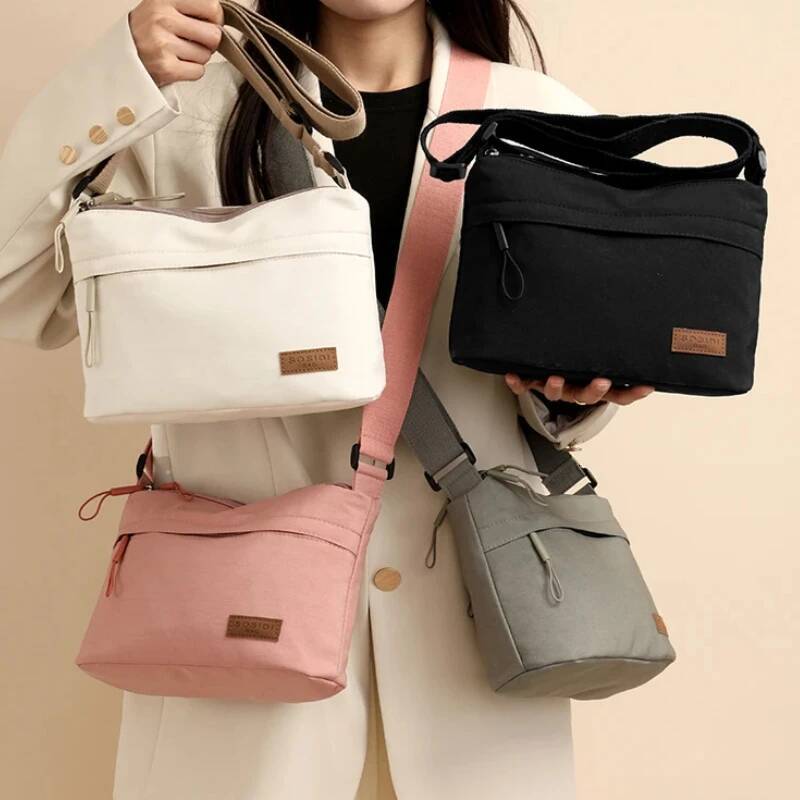3 Main Pockets High Capacity Shoulder Crossbody Bag Women Multi-Pocket Purse Canvas Handbag Suitable For Mothers Shopping