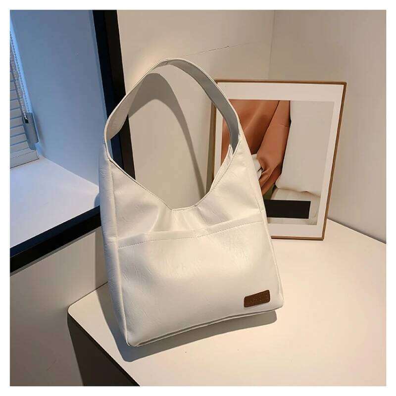 Simple Shoulder Vintage Armpit Large Capacity Girls Handbag Tote Textured Commuter Women's Bag PU Mater
