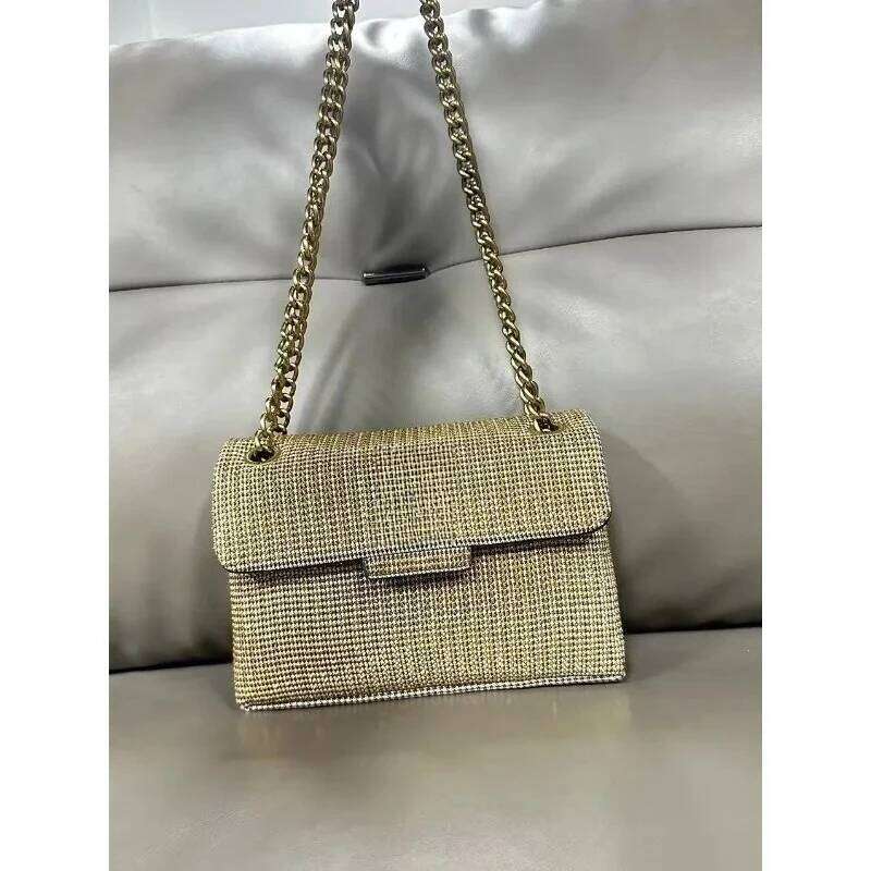 2025 New Houndstooth Hot Dia Shoulder Crossbody Chain Fashionable Versatile Women's Bag