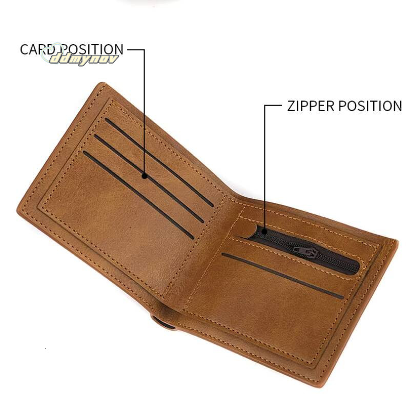 Retro Mens Multiple Pockets Classic Business PU Leather Zipper Credit Card Wallet Two -fold Horizontal Money Clip ddmynov