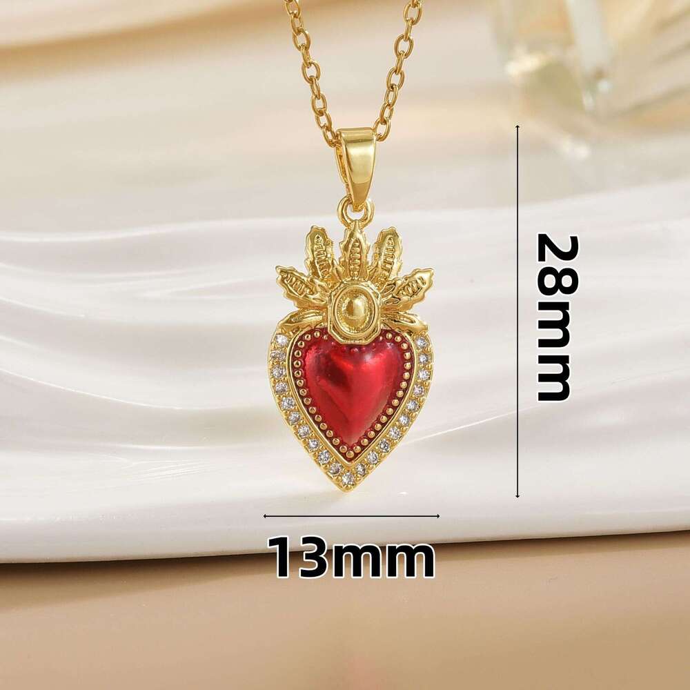 New Heart Crown Necklace Pendant For Women Copper Gold Plated Micro Pave Zircon Collarbone Chain B02