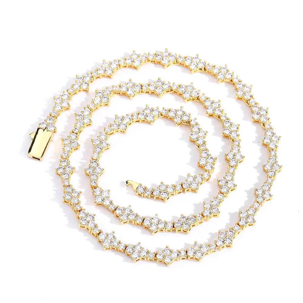 High Quality Shiny HipHop 6.5MM moissanite chain Necklace Spring Buckle Airplane Tennis Chain Necklace Bracelet Diamond Couple Chain
