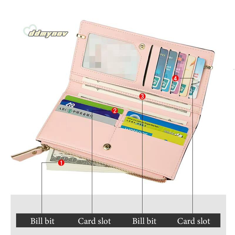 Fashion Long Korean Style Brand Women Zipper Ladies Phone Wallet Two Fold Female Coin Purse Card Holders ddmynov