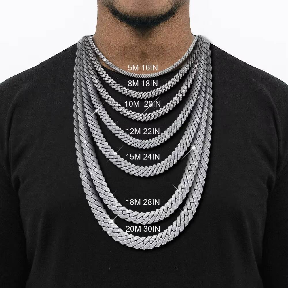 In Stock 12mm Cuban Chains Hiphop 2 Row Iced Out Stunning Yellow Gold Plated 925 Silver Moissanite Cuban Link Chain