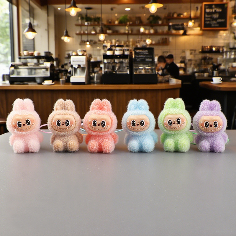 Labubu Plush Keychain Pendant, Plush Fabric Figurine Bag Decoration, Creative Small Gift Pendant Hj