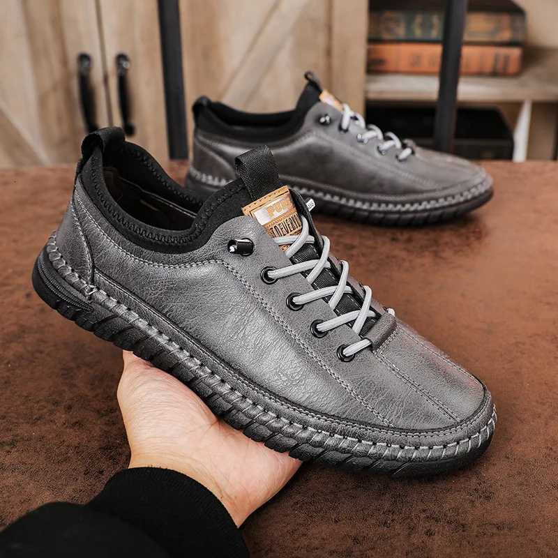 Shoes for Men Leather Casual Handmade Shoes Outdoor Hiking Sneakers Men Breathable Lace Up Sport Mens Shoes Mens Shoes W250716