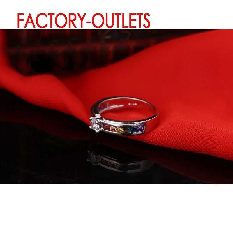 925 Sterling Silver Ring Fashion Jewelry Colourful Cubic Zirconia Tension Setting Women Girls Party Engagement Wholesale S250716