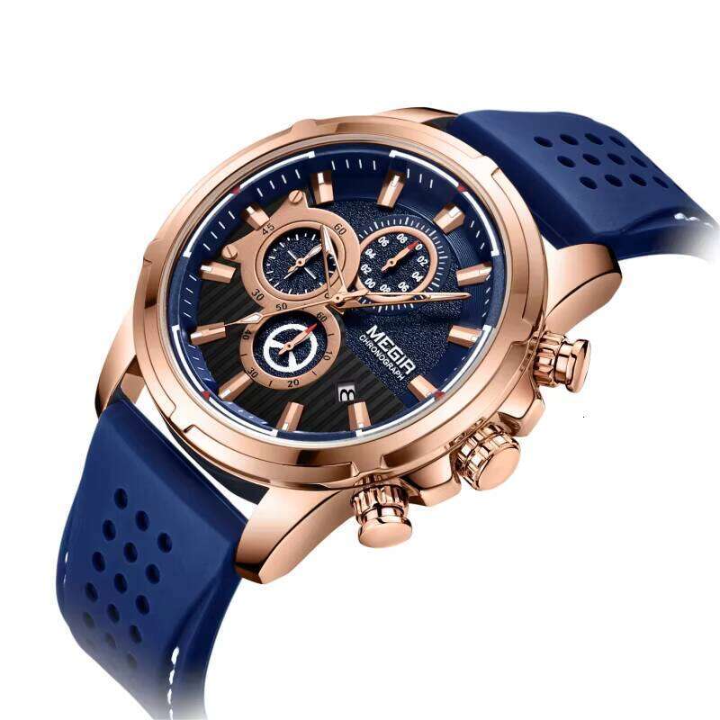 Men's Multifunction Chronograph Watch - 47mm Large Dial, Luminous, Waterproof, Silicone Strap