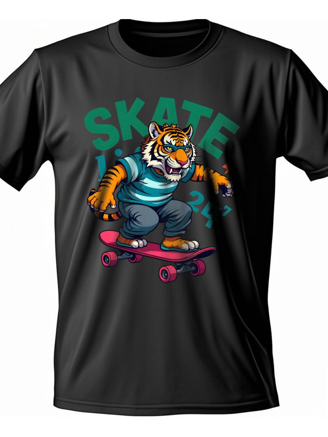 VogueEpoch Round collar White Short sleeve tiger 180g Cotton T Shirts S-3XL Men black Adult skateboard Wed d0