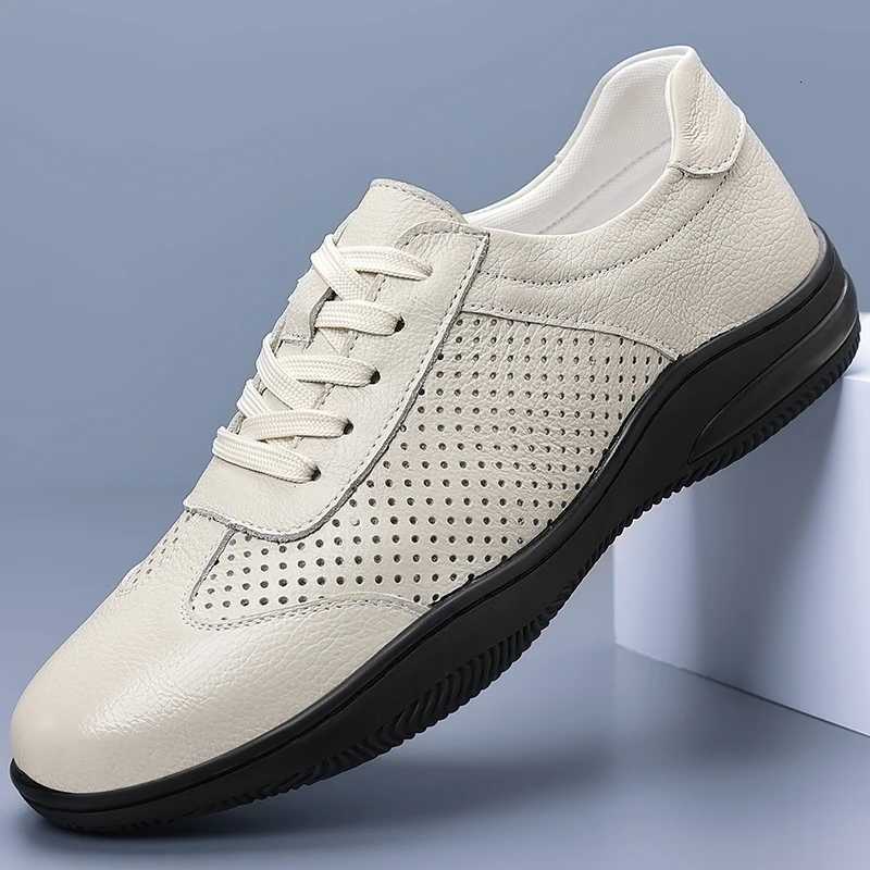 Summer Punching High-quality Mens Ventilation Non-slip Genuine Leather Sports Shoes Men Comfortable Soft Flat Bottomed Oxford W250716