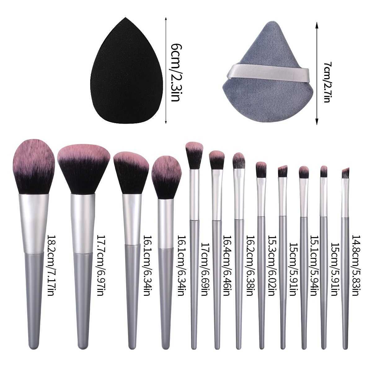 12-piece soft-bristled makeup brush set paired with a beauty sponge and a triangular powder puff is super useful for beginners. XJ2500716
