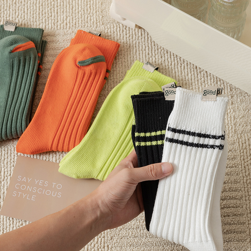 Embroidery Funny Socks Double Needle Long Socks for Men and Women designer socks Thick Yarn Japanese Style Autumn Winter Street Embroidery Fashionable