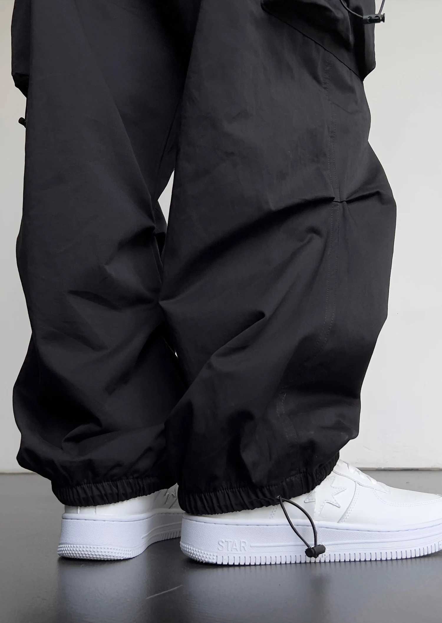 Spring Summer Fashion Casual Pants For Men Streetwear Solid Color Cargo Pants Elastic Waist Wide Leg Mens Joggers y250716