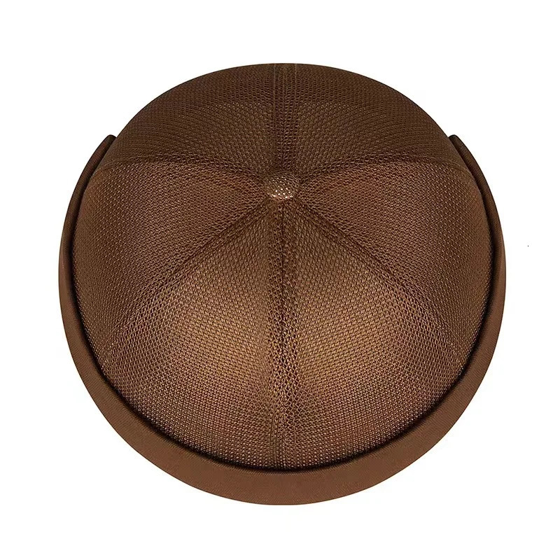 Unisex Mesh Brimless Skullcap Hip Hop Sailor Summer Cap with Rolled Cuff Breathable Beanie Hat for Men Women 250715