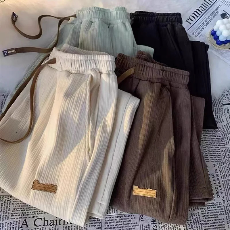 Ice Silk Wide Leg Casual Pants Mens Summer Thin Loose Qui Dry Long Trousers Straight Cut Youth Faion Casual Wear 250715