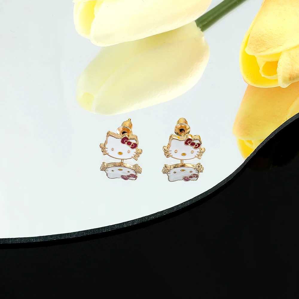 Sanrio Kawaii Sanrio Hello Kitty Fashion Simplicity Earring Cute Cartoon Figure KT Cat Bow Tie Earring for Best Friend Surprise Gifts w250716