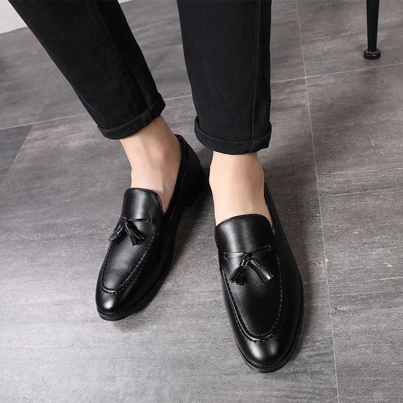 Mens Casual Leather Shoes Mens Driving Loafers Light Moccasins Men Trendy Tassels Party Wedding Flats EUR Sizes 38-48 W250716