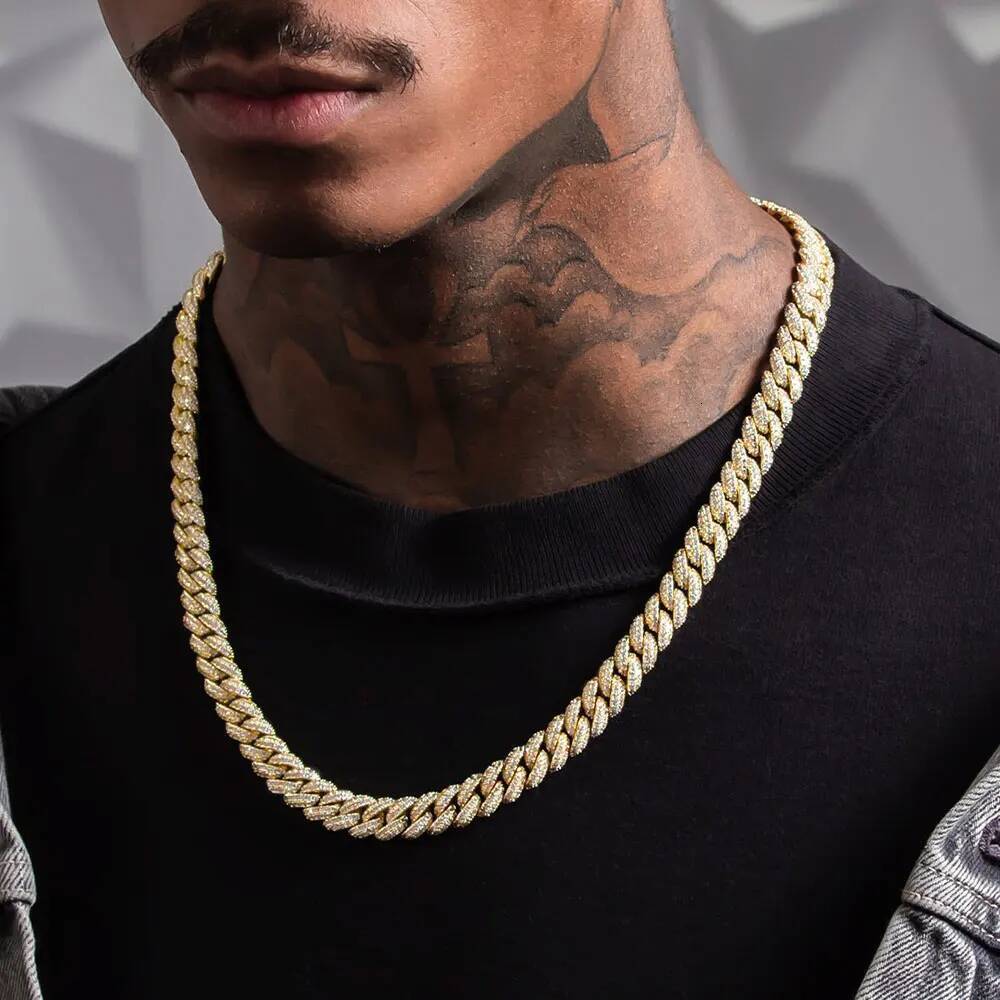 Hot Selling 10MM VVS1 Diamond Cuban Link Chain 925 Sterling Silver Moissanite Miami Cuban Link Chain HipHop Necklace Men Women