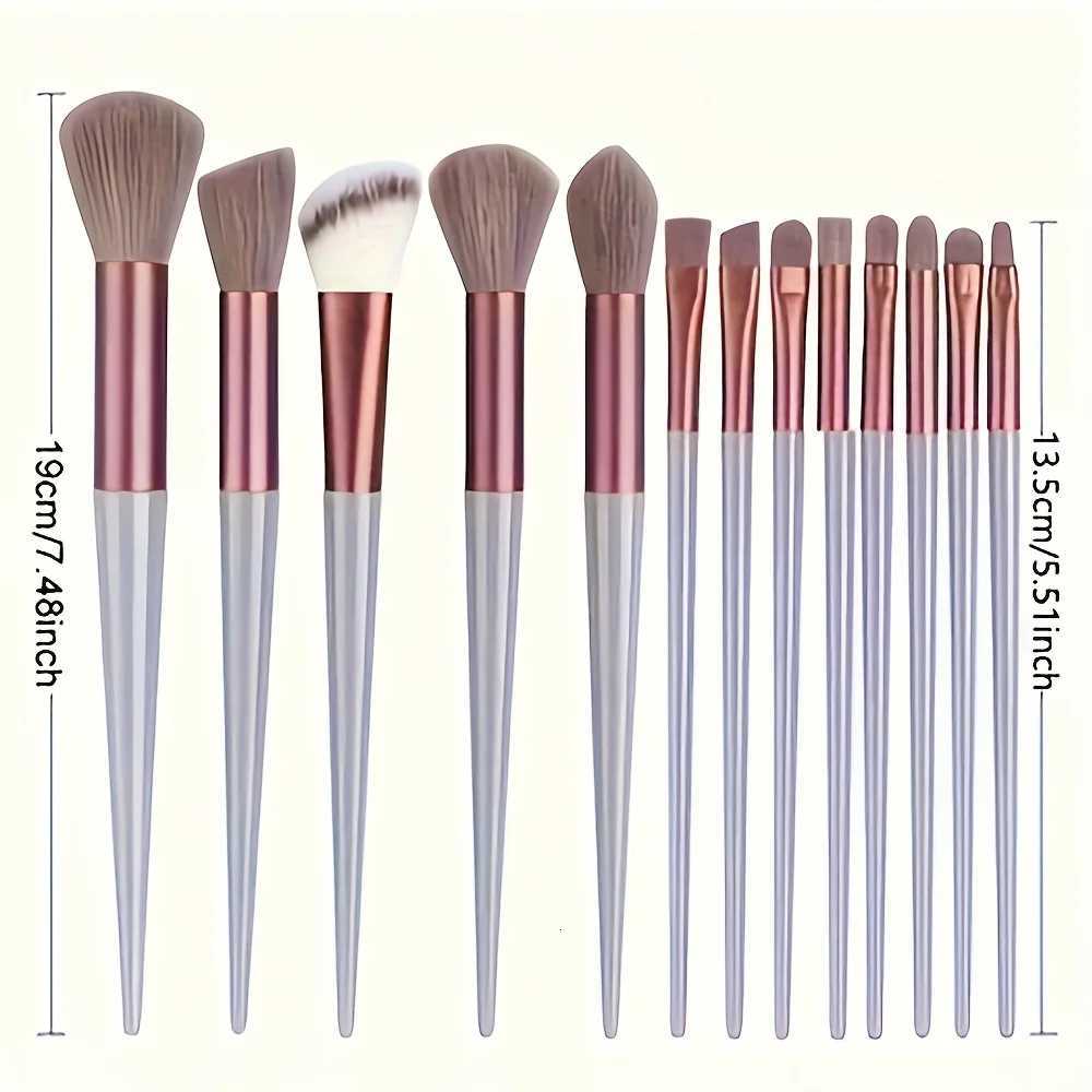 13 Makeup Brushes + 2 Puffs Set with Portable Storage Bag Animal Hair Makeup Brush Set Soft and Not Stiff for Beginners XJ2500716