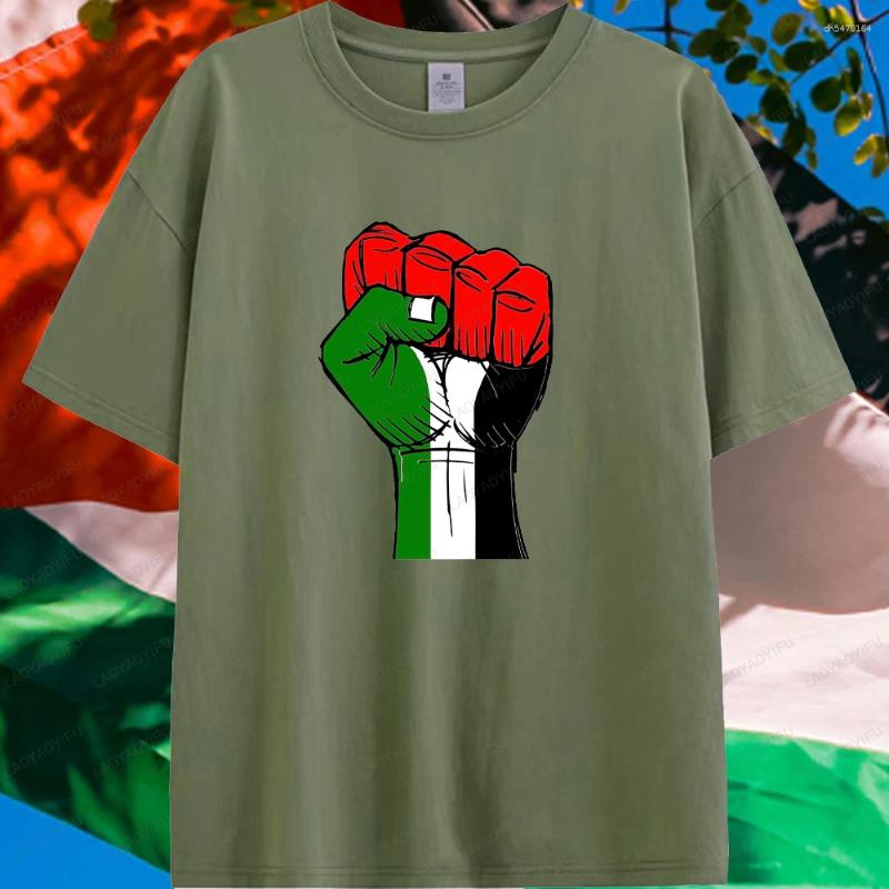 Men's T Shirts Palestine Fist Graphic I Love T-shirt Woman Man Summer Cotton Short-sleev Outdoors Breathable Tops Tee