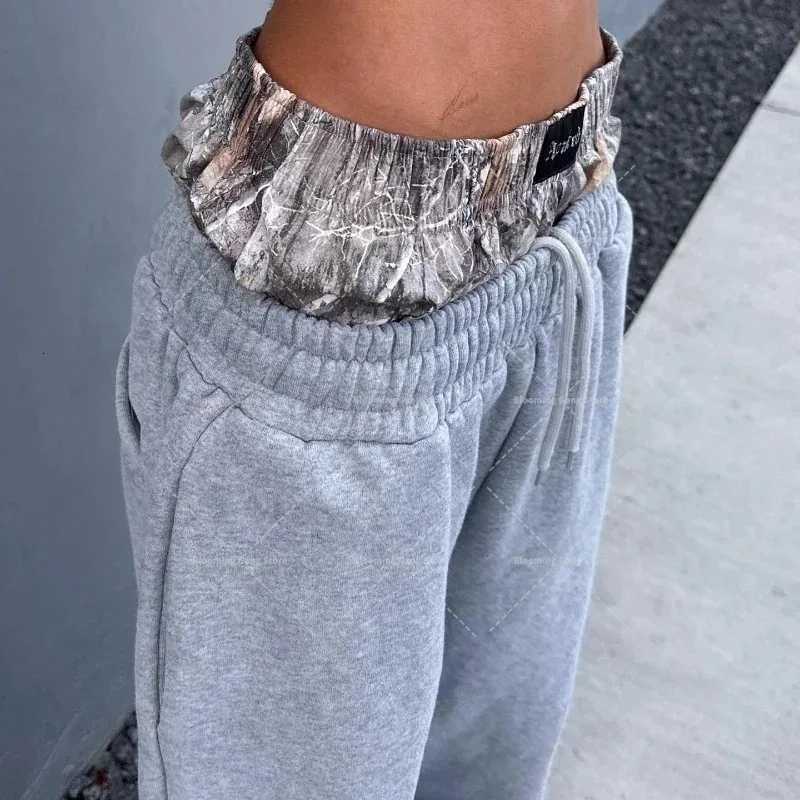 2K Two Pairs Of Men Pants Stacked Elastic Drawstring Pants Embroidered Pattern Pockets Sports Pants Hip-Hop Women Clothing y250716