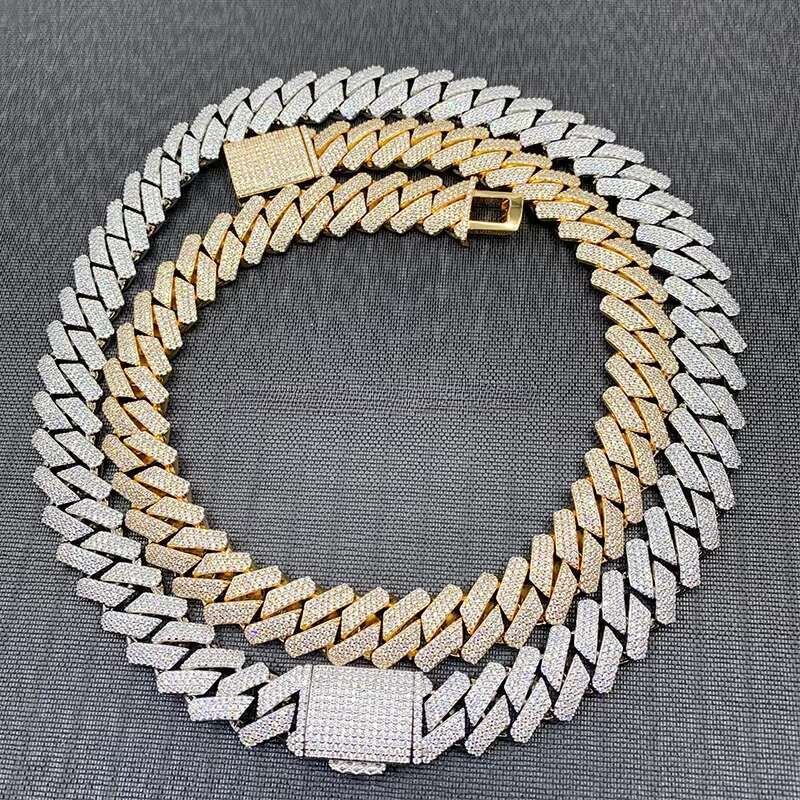 Hip hop jewelry bracelet necklace Designer necklaceGold Plated Sier All Sizes Available Men's Moissanite Dia IcedOut Cuban Chain Necklaces22mm