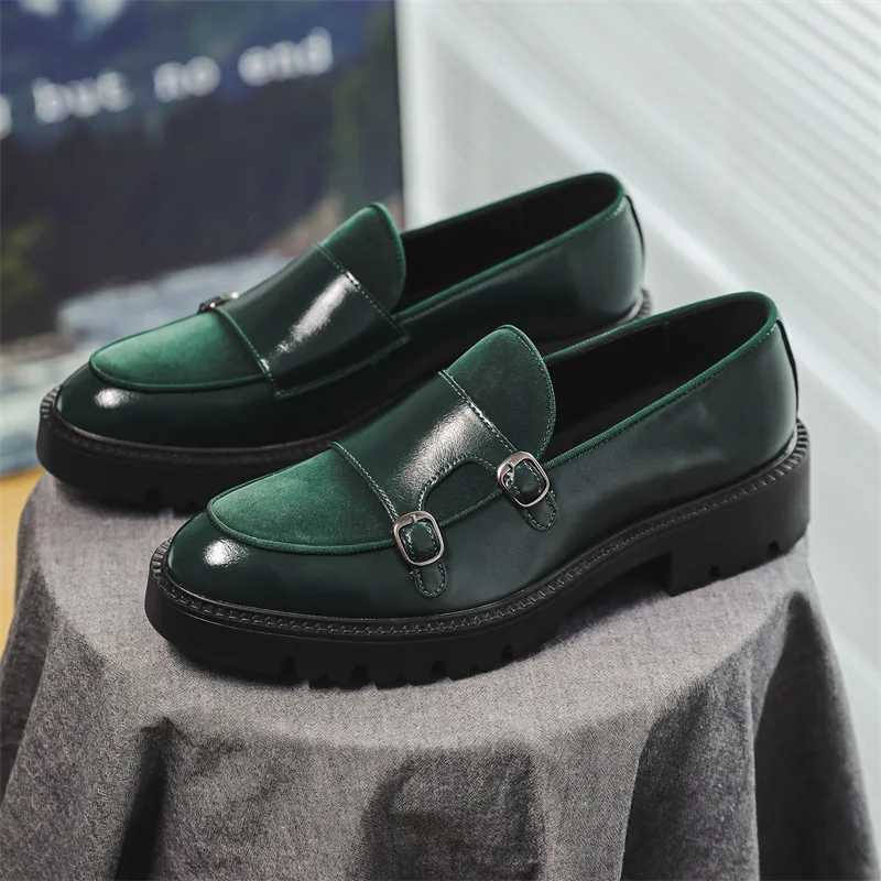 Loafers Men Leather Shoes Thick-soled British Style Black Formal Business Shoes Fashion Luxury Slip-On Casual Shoes Size 46 W250716