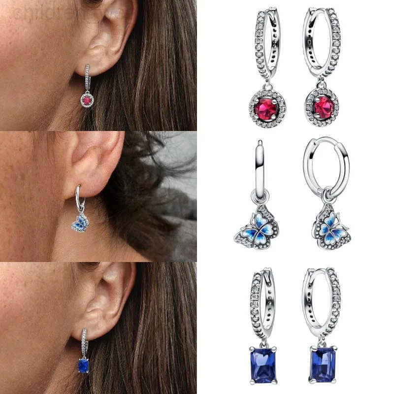 Disney 2025 Disney Sun Moon Double Hoop Earrings Butterfly Heart-Shaped Pendant Earrings Fit The Original DIY Charm Ladies Jewelry Gift W20250716