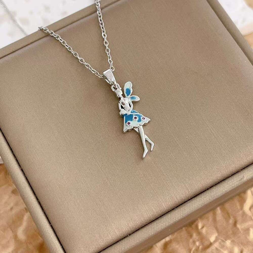 2025 Copper Gold-Plated Micro-Inlaid Zircon Elf Titanium Steel Necklace Fashion Versatile High-End Accessory 5F9