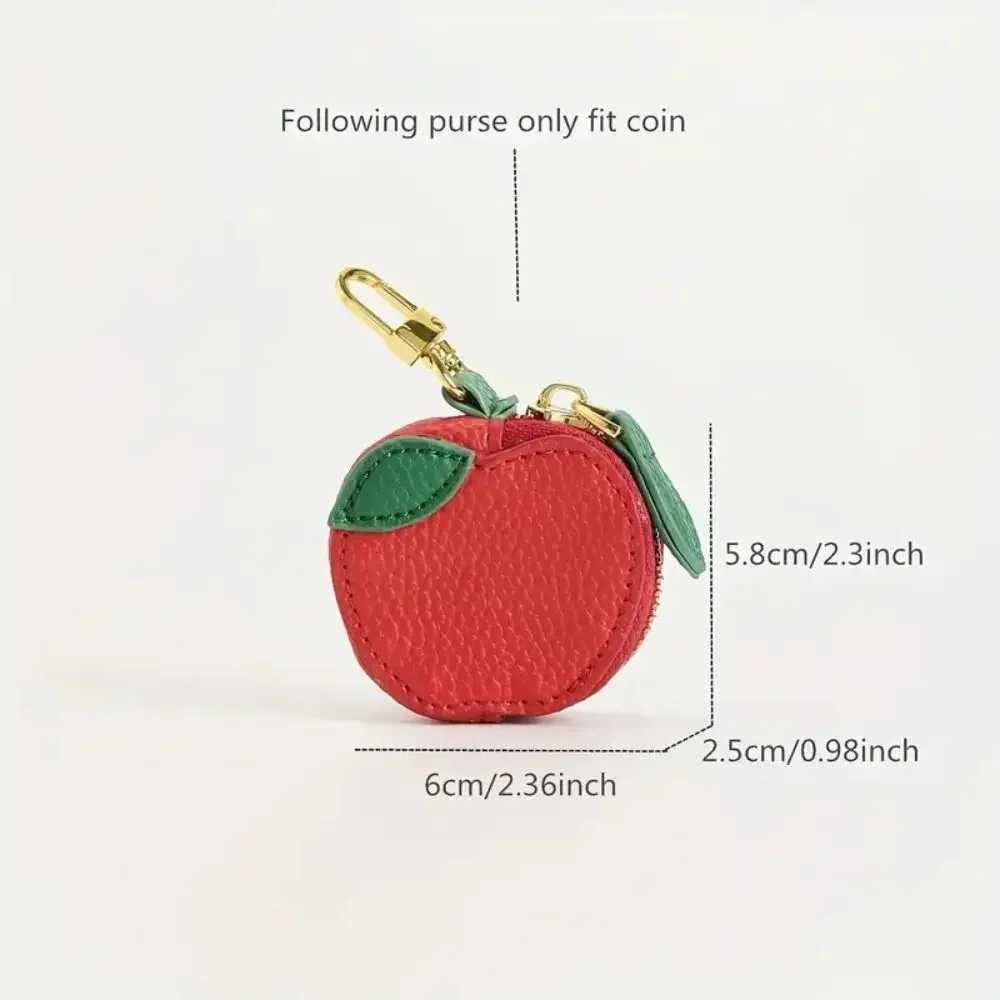 Mini Peach Fruit Shape Coin Purse Cute PU Leather Pendant Korean Style Keychain Earphone Bag Mini Storage Bag