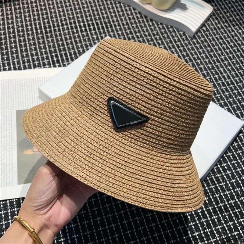 Fashion Unisex Women Knitted Bucket Hat Designer Straw Fishermans Cap Mens Woman Wide Brim Caps Summer Buckets Outdoor Hats 2 Beach Visors BF2505142