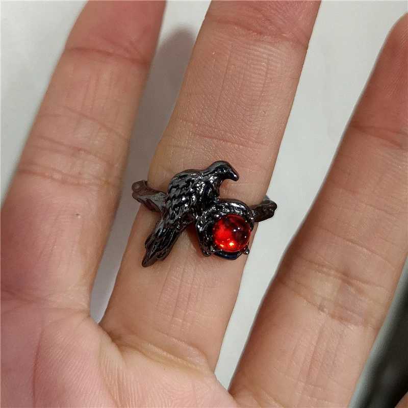 Y2K Gothic Dark Red Cross Star Crow Heart Rings For Women Goth Game Love And Deepspace Sylus Cosplay Jewelry Accessories Gifts S250716