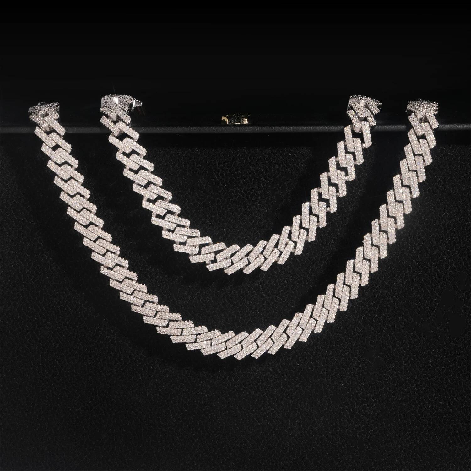 10MM Width Men Cuban Necklace Bracelet 925 Silver D Color VVS Moissanite Hip Hop Jewelry