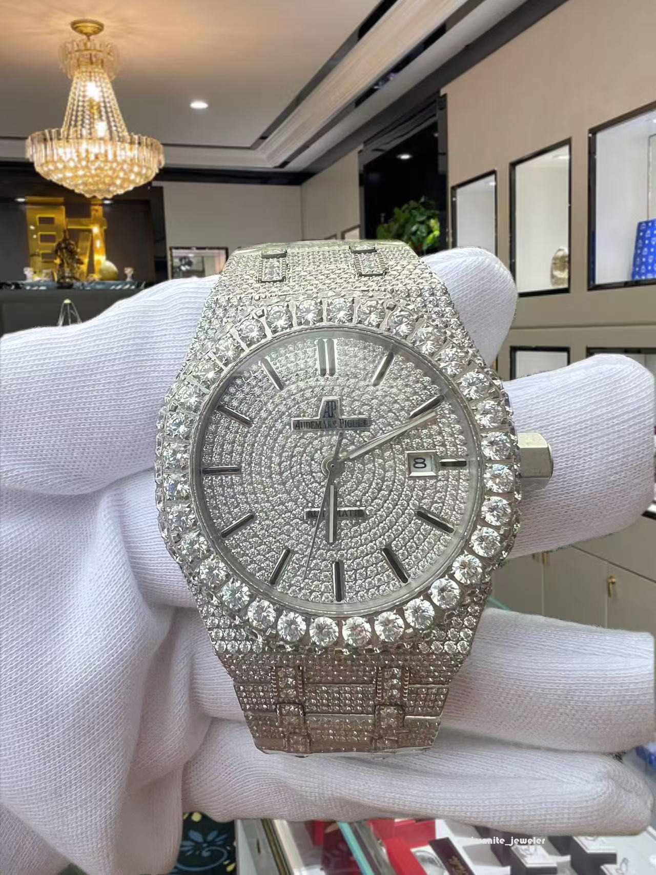 Automatic Mechanical Watch: Iced Out Style, VVS Moissanite, Waterproof, Handmade Fashion Watch for Men fjhd12