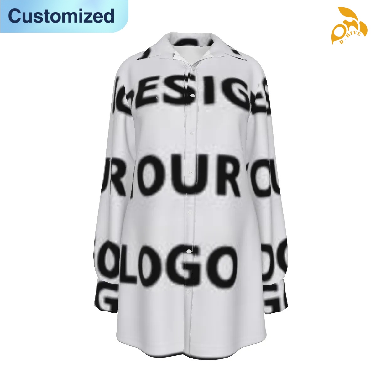 free shipping designer of customized breathable full-body printed women's long shirt with exquisite patterns from US