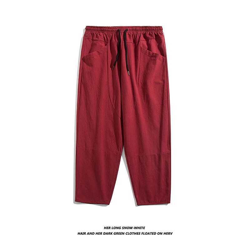 100% Cotton Ankle Length Pants Summer Casual Pants Men Trendy Japanese Loose Pants Men y250716