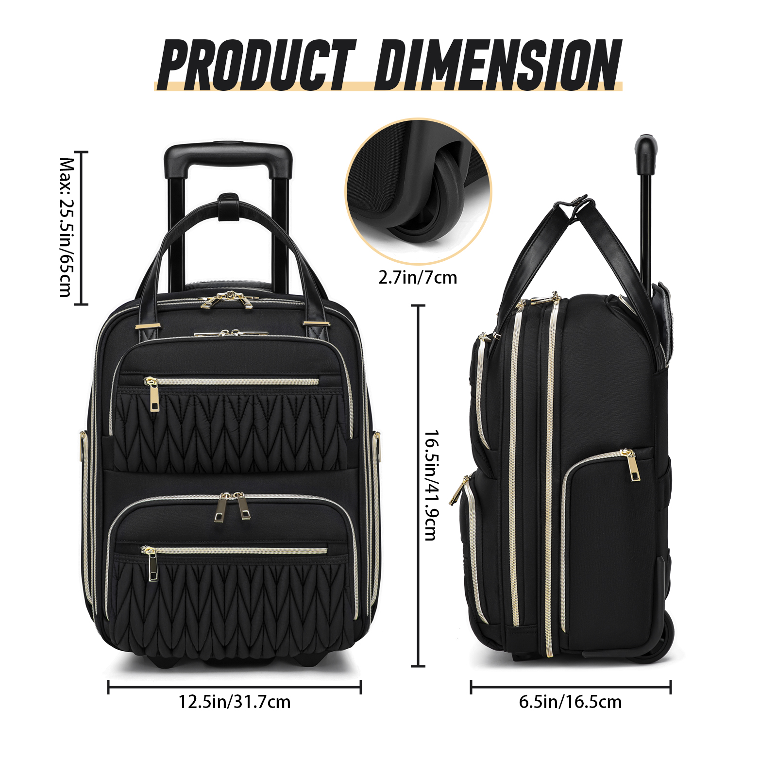 Carry-On Underseat Luggage with Wheels,Underseat Lightweight Suitcase for Women Men,16 inch Airlines Luggage for Overnight Business Travel