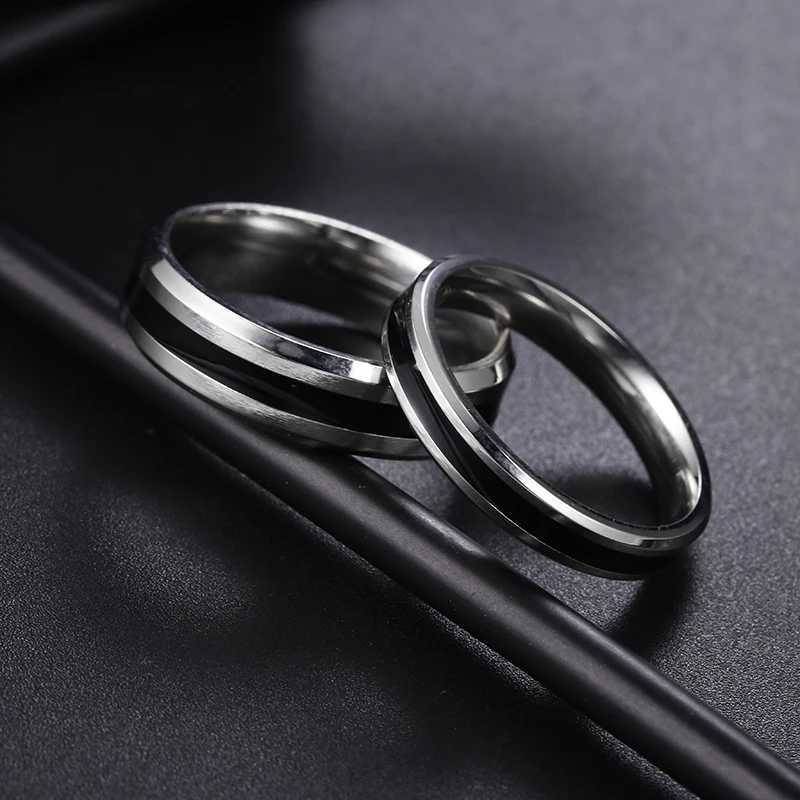 Simple Classic Alliance Wedding Rings Stainless Steel Couple Rings Anniversary Valentines Day Gift Custom engraving name S250716