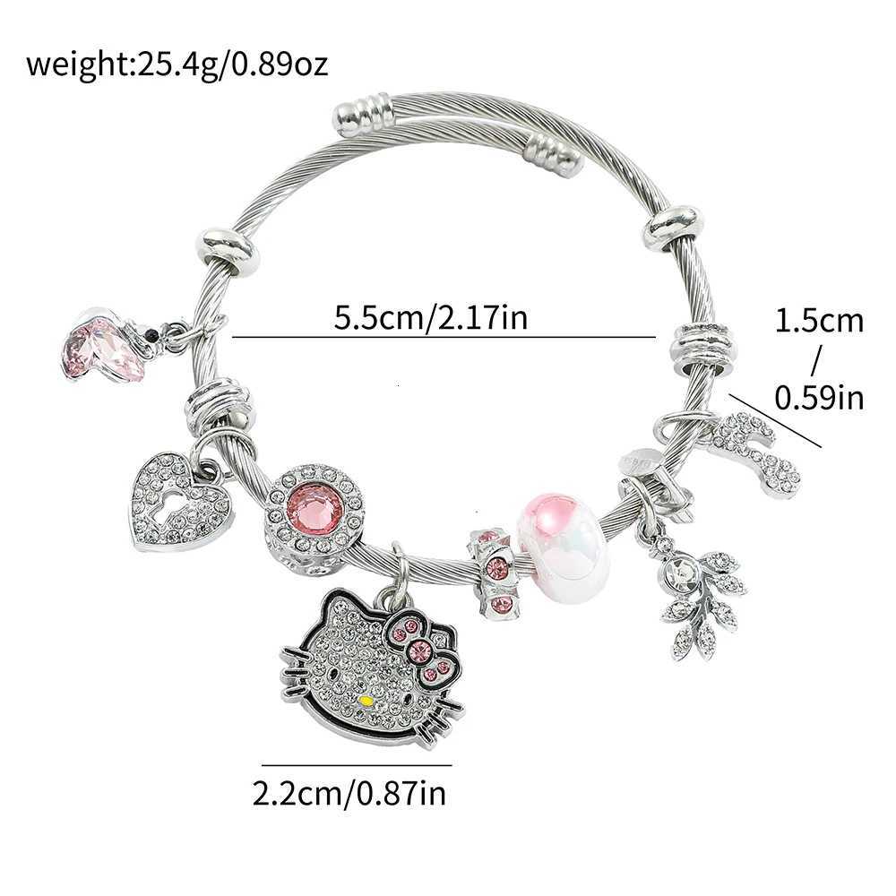 Sanrio Hello Kitty Bracelet for Girl Kawaii Anime Accessories Crystal Adjustable Bracelet Cute Student Christmas Gifts New w250716