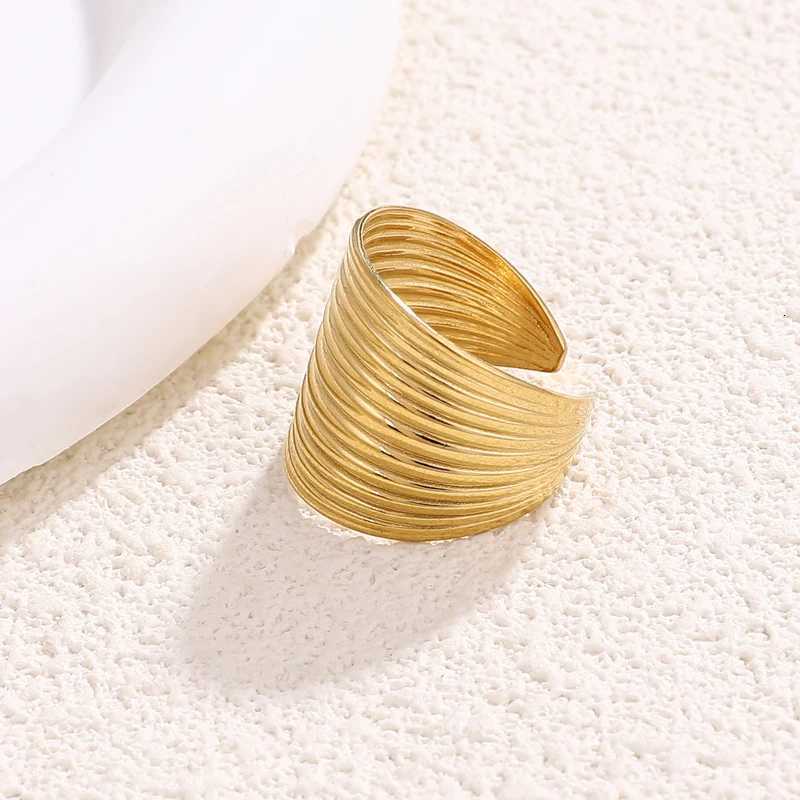 Stainless Steel Women Rings Irregular Wings Layered Wide Ring Aesthetic Adjustable Open Finger Ring Fashion Party Jewelry Gifts S250716