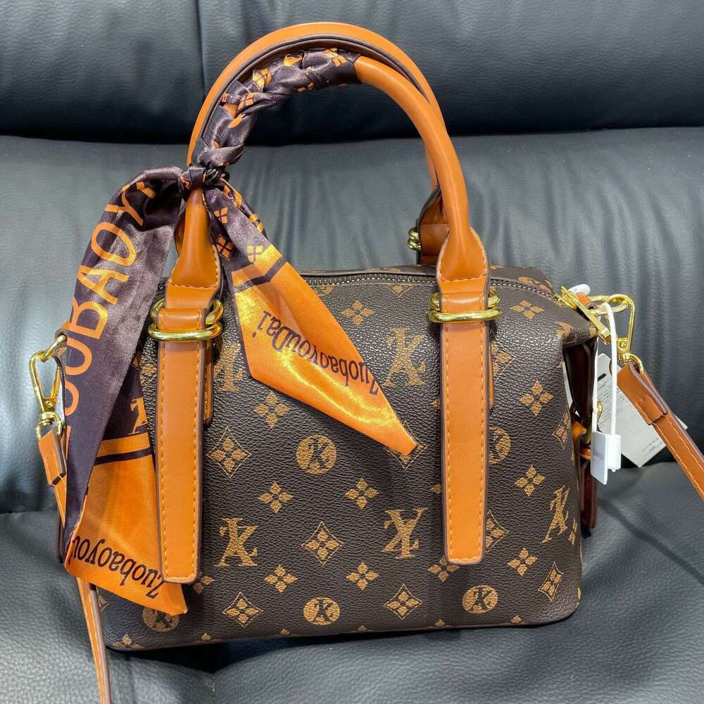 Boston Handheld Silk Scarf 2025 New Printed Bucket Shoulder Crossbody Bag for Women
